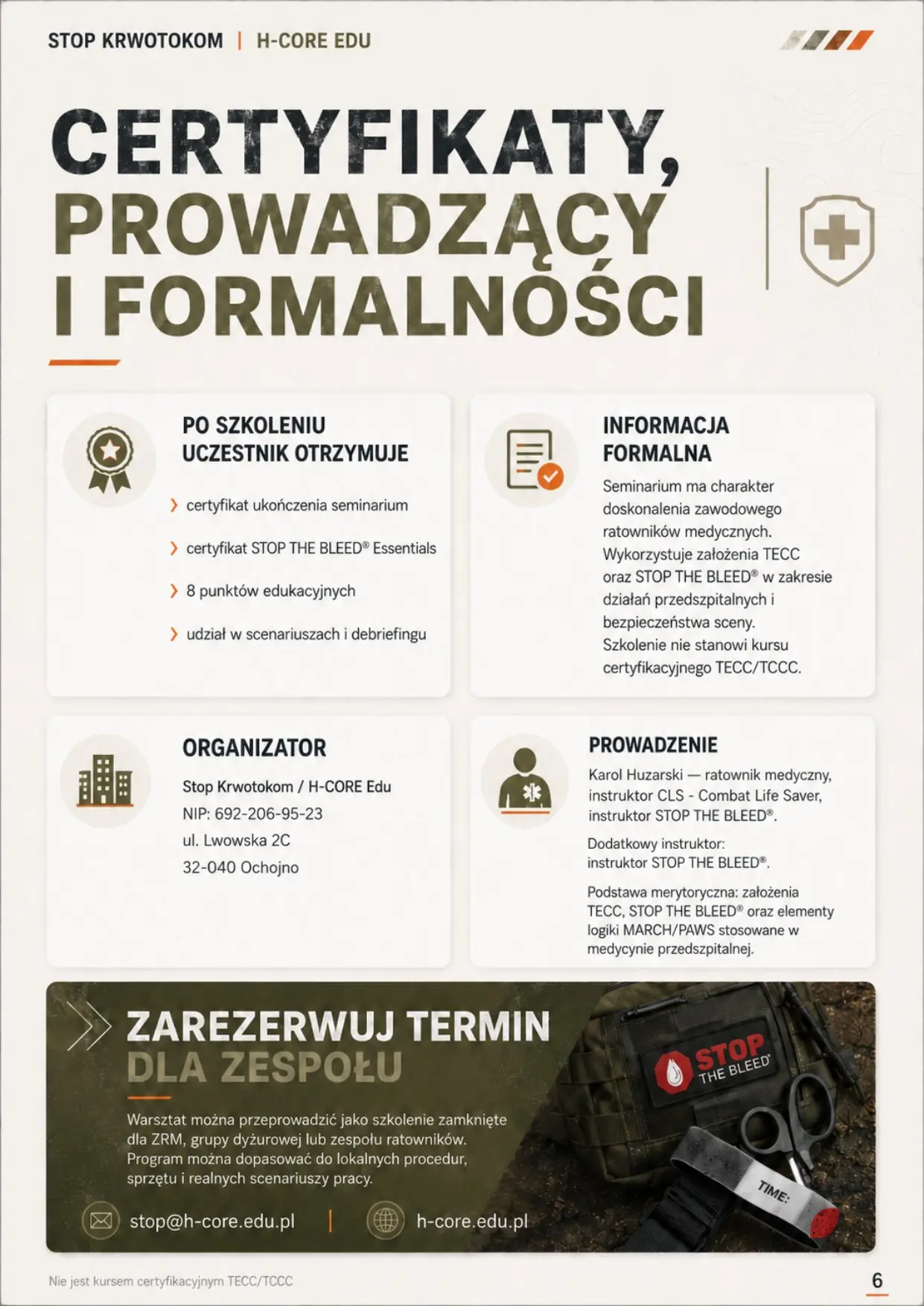 Certyfikaty, prowadzący i formalności, strona 6 z 6